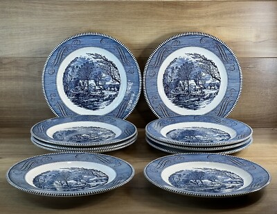 VINTAGE-Currier and Ives-The Old Grist Mill-10 Inches-Dinner