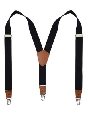 Suspenders for Men Heavy Duty Snap Hooks with 1.4 Inch 47'' : 28''- 47'' Black