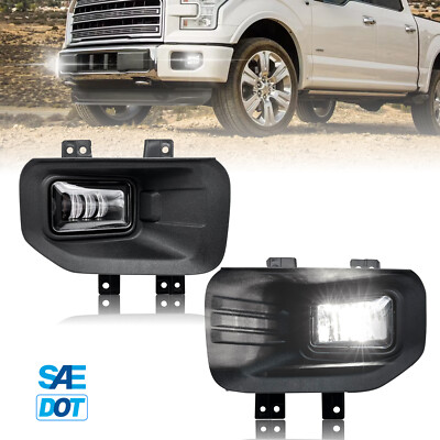 For 2015 16 2017 Ford F-150 F150 Clear Lens LED Bumper Fog Lights Driving Lamps
