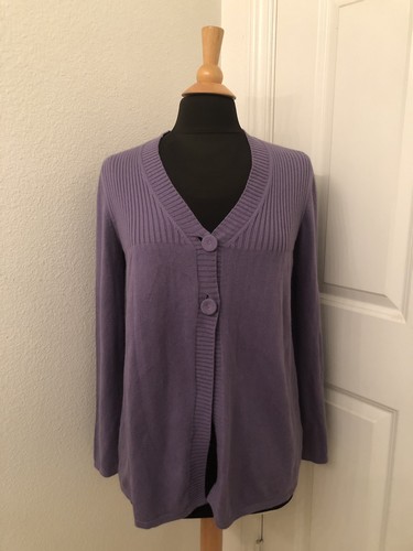 J Jill Damen Strickjacke Lila 2-Knopf Pullover Baumwolle Angora Gr. XS