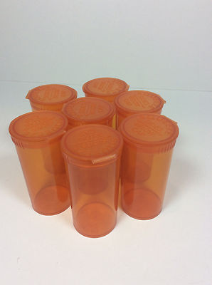 14 PC ORANGE 2.75''x1.25'' Squeeze Pop Top Prescription Medication Bottles 13 DRAM