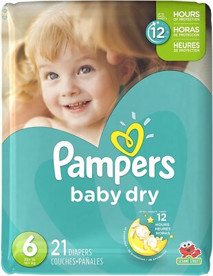 Pampers Baby Dry Diapers Size 6 Jumbo Pack 21 Count, (Pack of 4)  (Packaging...