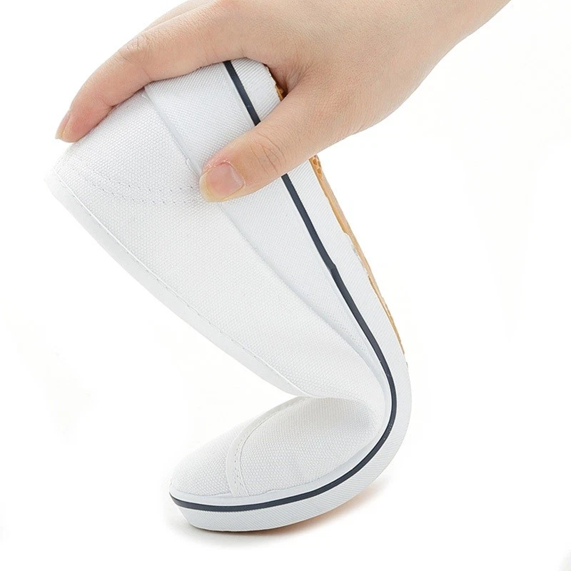 Mujeres Niña Lona Tacones de Cuña Tenis Baile Bombas Sin Cordones Informales Zapatos de Enfermera Foto 4 de 4