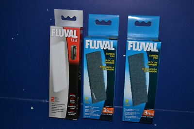 Two 4 packs of Fluval 3 Plus Carbon Pads and 1 set of U3 Foam Pads *Genuine*