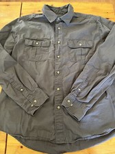 Eddie Bauer Men  s 2XL Long Sleeve Button Down Shirt Heavy Cotton Brown Gray