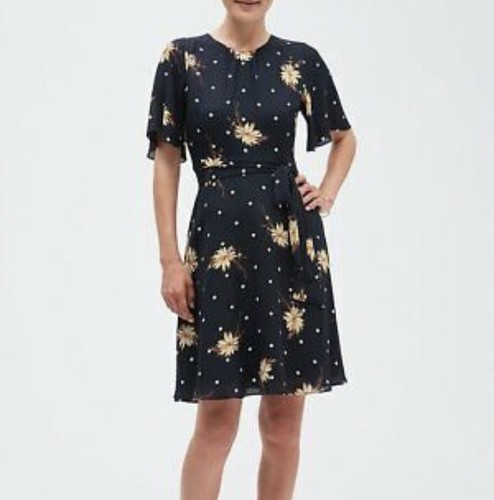 Blue Floral Polka Dot Midi Dress | eBay