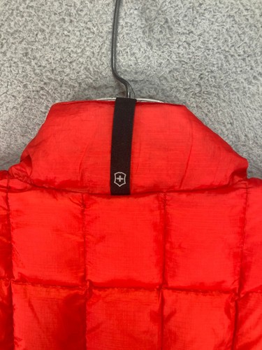 Victorinox Vest Mens Large Red Down Duvet Soft Shell Swiss Army Full Zip Nylon - Picture 12 of 14