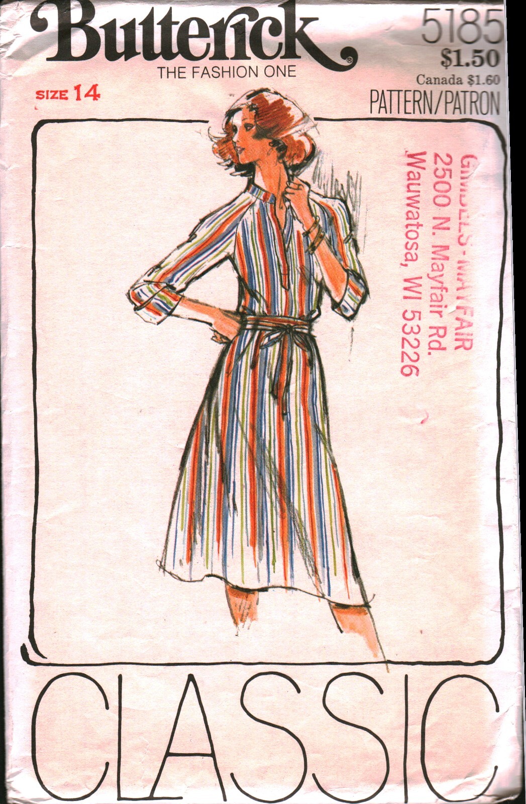 5185 Vintage Butterick Sewing Pattern 1970s Misses Loose Fitting Dress ...