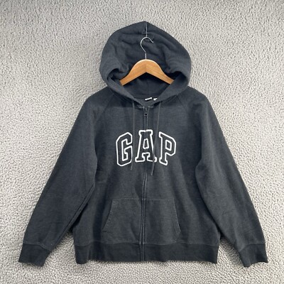 GAP Hoodie Mens XXL Grey Zip Up Hooded Sweatshirt  Sweater 90s Y2K USA Adult
