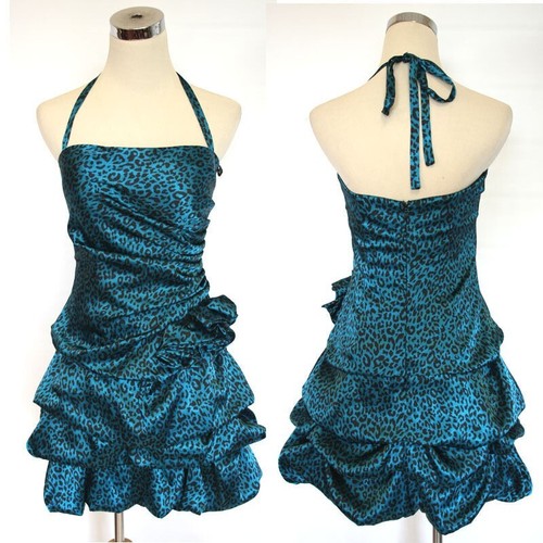 Nuevo Jump Apparel Vestido Corto Estampado Animal Talla 7 Halter Baile de graduación Formal Negro $90 - Imagen 6 de 13
