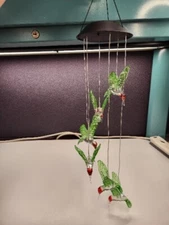 Solar Color Changing LED Hummingbird Wind Chimes Home Garden Decor Light Lamp