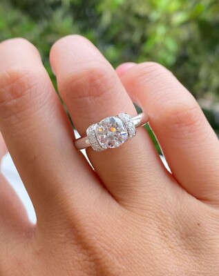 2Ct Round Cut Moissanite Awesome Solitaire Engagement Ring 14K White Gold Plated