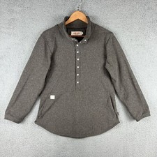 DESO Sweater Womens Large 1/2 Snap Pull Over Made In USA Grey Brown California