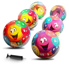 New-Bounce Bouncy Balls for Kids -  Playground Smiley Ball - Set of 6 Balls