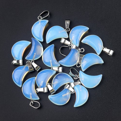 50pcs Opal Stone Moon Pendant DIY Necklace Jewelry Making Wholesale - Picture 3 of 3