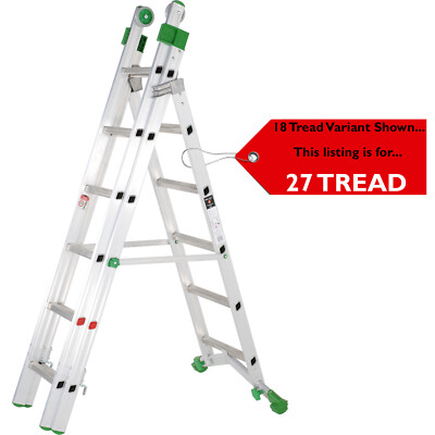 PREMIUM 27 Lauffläche Kombinationsleiter 3-teilig Verlängerung Stufenrahmen & Treppenhaus