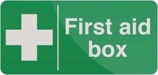 First Aid Box   Self Adhesive Sign  200 x 100 mm  Health Safety Signage