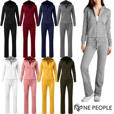 NE PEOPLE Womens Casual Basic Terry Zip Up Hoodie Sweatsuit Tracksuit Set S-3XL