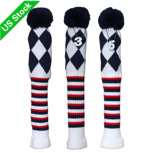 3X Knit Pom Pom wool Golf Headcover For 