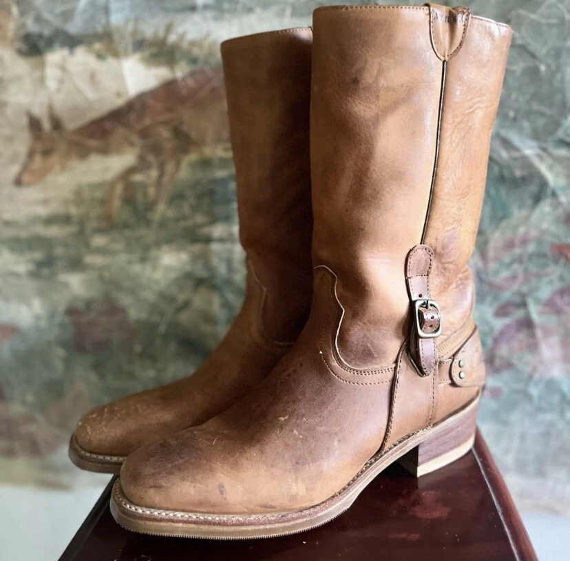 Vintage Country Avirex Leather Western Harness Cowboy Tall Boots Mens 8 D Wide