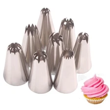 8pcs Icing Piping Russian Nozzles Stainless Steel Tips Cake Decor Baking Tools