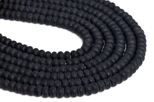 Perline di agata nera opaca naturale grado AAA rondelle perline sciolte 6x4 mm 8x5 mm - Foto 6 di 6