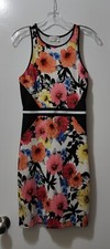 Mystic Women's White Floral Sleeveless Dress Size M