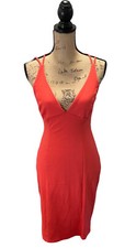 LULUS Womens Size M Coral Strappy Open Back Back Stretch Mini Dress