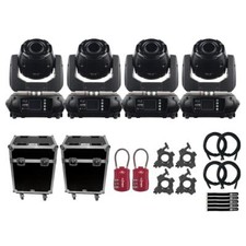 JMAZ Lighting AERO SPOT 60 LED DMX Moving Head Lights 4 Pack w Road Cases
