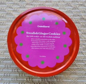 Crate & Barrel Swedish Ginger Cookie Tin Swedish Wish Cookie Pepparkakor Collect