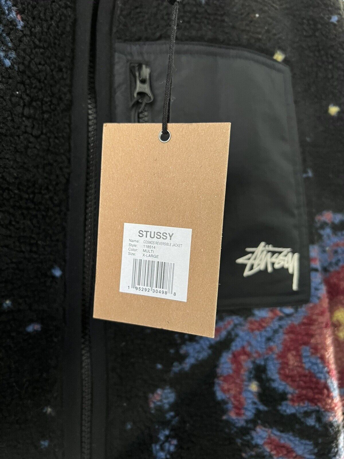 New Stussy Cosmos Reversible Sherpa Fleece Jacket SZ XLARGE READY TO SHIP