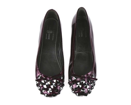 The Original Car Shoe Women Purple Studded Patent Leather Ballet Flats Size 37.5 - Picture 3 of 5