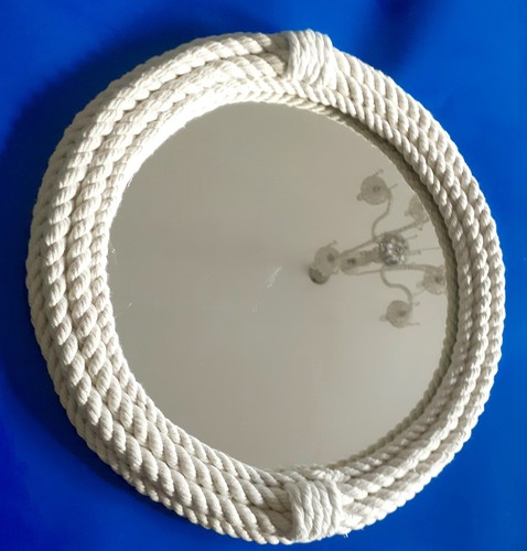 White Rope Circle mirror 13 Inch Diameter New item Handcrafted - Picture 4 of 4