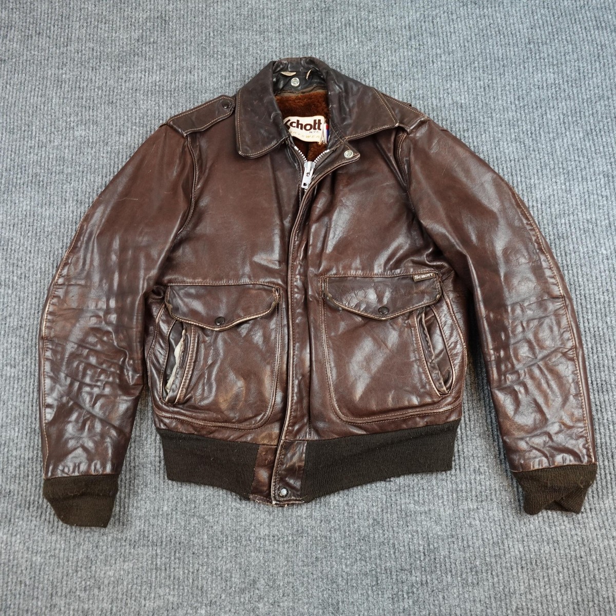 Vintage Schott G1 Flight Jacket Mens 38 Brown Leather Bomber USA