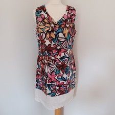 Peacocks Women Pink Blue Cream Floral Linen Blend Shift Dress UK 12 Summer