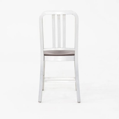 2010s Emeco 1006 Navy Dining Chair Aluminum with Brown Seat Pad
