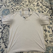 Rhoback Performance Large Gray Striped Men's Polo Shirt