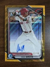 Mike Sirota 2024 First Bowman Chrome Gold Wave Refractor Prospect Auto /50 Reds