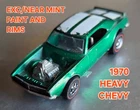 Hot Wheels Redlines ©1970 Heavy Chevy EXC/NM Green Paint and Rims...not stripes