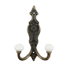 Antique Bronze Metal Double Wall Hook Coat Towel Purse Hanger Victorian Style