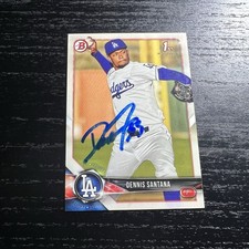 Dennis Santana Signed 2018 Bowman #BP36 Prospects Los Angeles Dodgers IP Auto