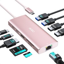 USB C Hub Multiport Adapter, 10-in-1 Laptop USB C Docking Station for Dell/HP...