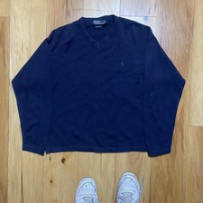 Polo Ralph Lauren Knit Sweater Cotton Navy Blue Men  S Extra Large Preppy