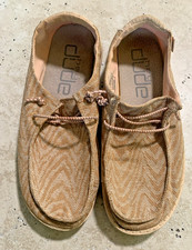 Hey Dude Wendy Woven Zebra Terra Stripe Tan Slip-on Shoes Women s Size 7 Wear
