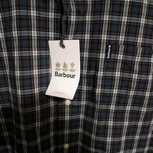 Barbour Shirt Mens XL New Long Sleeve Button Tailored Fit Green White Striped - Picture 5 of 8