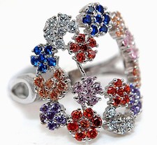 2CT Treated Sapphire Multigemstone 925 Solid Sterling Silver Ring Sz 7 MM3-7