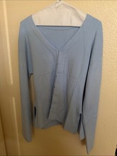 Women's Lightweight Sky Blue V-Neck Button Cardigan
