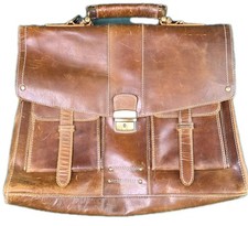 Naj-Oleari valigetta vintage in pelle tracolla borsa chiusura chiave marrone antistress