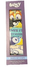 Bluey 7 Days of Cozy Men  s Crew Socks Gift Set Size 6-12