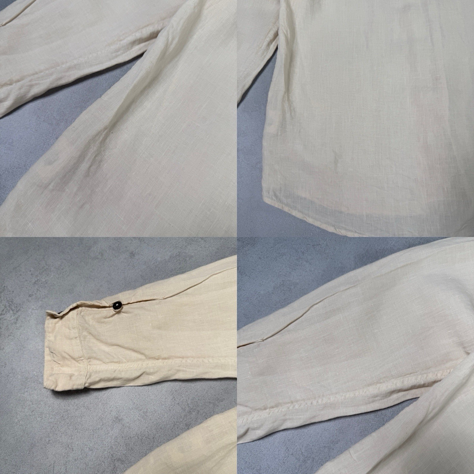 Toast Loop Button Linen Button Up Shirt Beige Size L